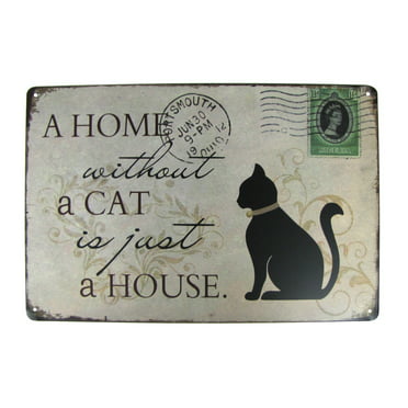 DECO Mini Gift Sign House not a Home without CAT HAIR Kittie Lovers Ornament USA